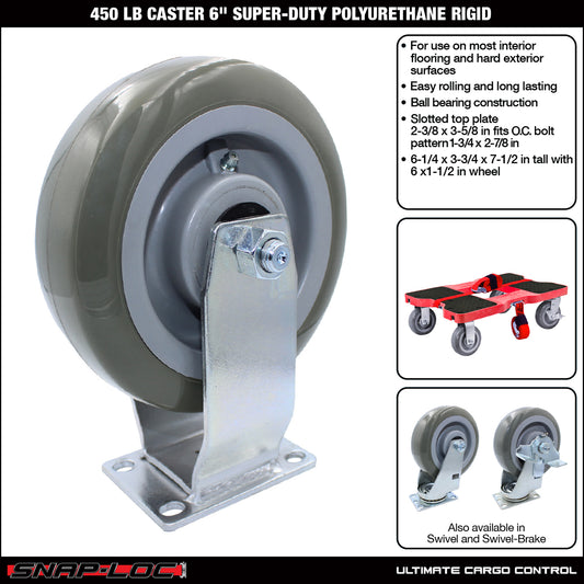 Snap-Loc 450 lb 6” Super-Duty Polyurethane Caster – Rigid