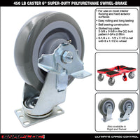 Snap-Loc 450 lb 6” Super-Duty Polyurethane Caster – Swivel with Brake