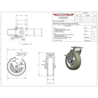 Snap-Loc 450 lb 6” Super-Duty Polyurethane Caster – Swivel with Brake