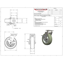 SNAP-LOC 300 lb 6 Inch Caster Wheel Air Pneumatic Rubber Swivel