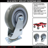 Snap-Loc 450 lb 6” Super-Duty Polyurethane Caster – Swivel
