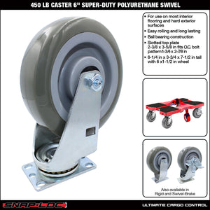 SNAP-LOC 450 lb Caster 6 Inch Super-Duty Polyurethane Swivel