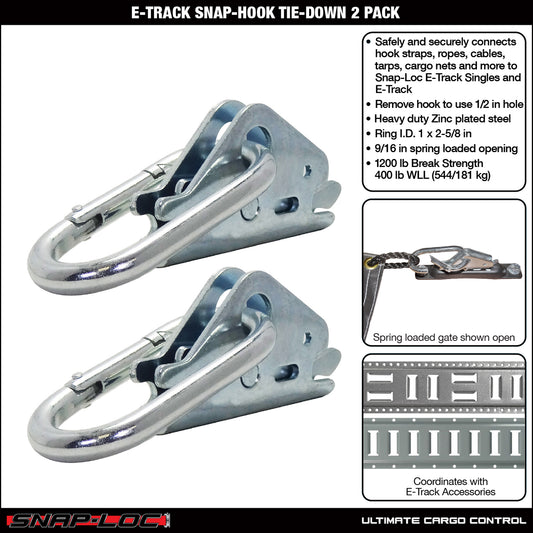 Snap-Loc E-Track Snap-Hook Carabiner – Logistic Tie-Down – 2-Pack