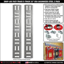 SNAP-LOC Fast-Track E-Track 32 Inch 2-Pack USA Galvanized Steel Horizontal Vertical, Logistic Tie-Down for Pickups, Trucks, Trailers