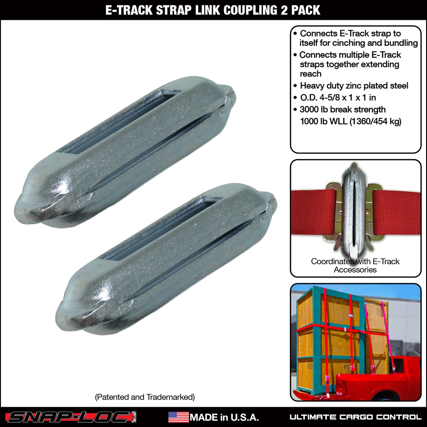 Snap-Loc E-Track Strap Link Coupling – Cinch – 2-Pack