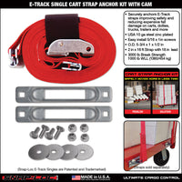 Snap-Loc E-Track Single Cart Strap Anchor Kit – 2” x 16 ft Cam Strap, 3,000 lb