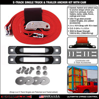 Snap-Loc E-Track Single Truck & Trailer Anchor Kit – 2” x 16 ft Cam Strap, 3,000 lb