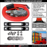 Snap-Loc E-Track Single Truck & Trailer Anchor Kit – 2” x 16 ft Ratchet Strap, 4,400 lb