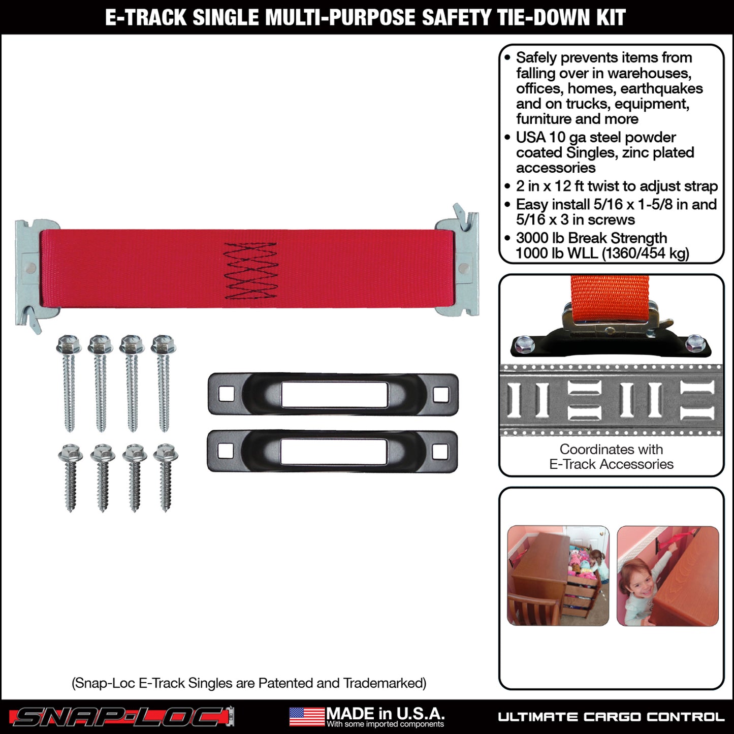 Snap-Loc E-Track Single Safety Anchor Kit – 3,000 lb