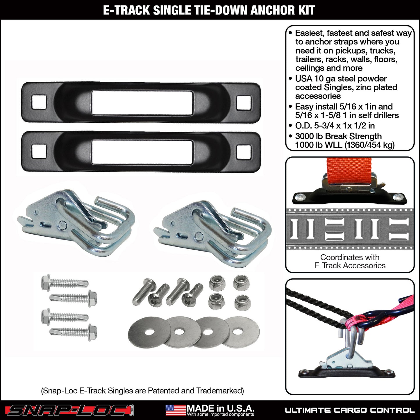 Snap-Loc E-Track Single Anchor Kit – Logistic Tie-Down