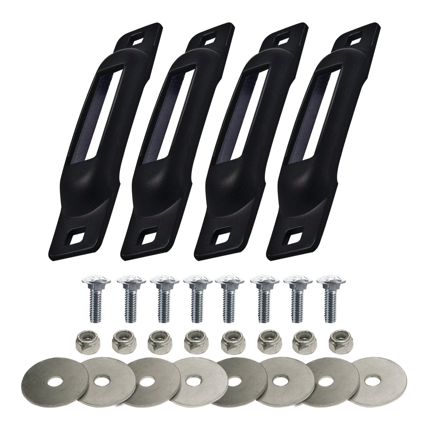 Snap-Loc E-Track Single Anchor – Black 4-Pack with Carriage Bolts, Logistic Tie-Down