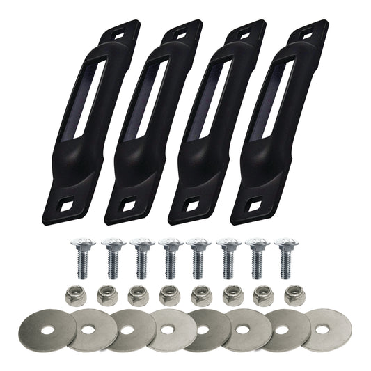 Snap-Loc E-Track Single Anchor – Black 4-Pack with Carriage Bolts, Logistic Tie-Down