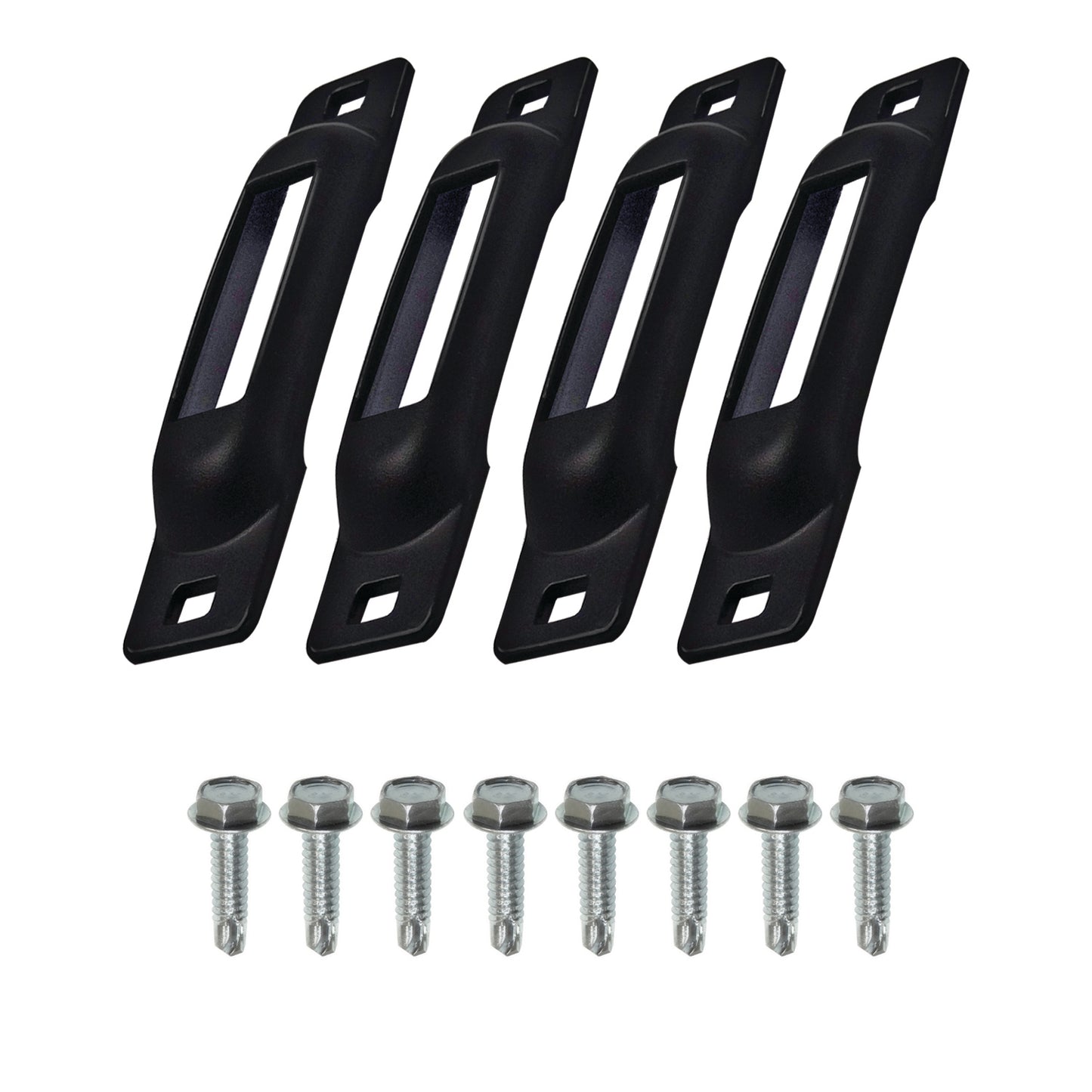 Snap-Loc E-Track Single Anchor – Black 4-Pack with Self-Drilling Screws, Logistic Tie-Down