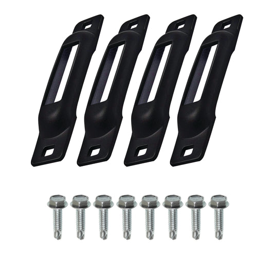 Snap-Loc E-Track Single Anchor – Black 4-Pack with Self-Drilling Screws, Logistic Tie-Down