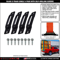 Snap-Loc E-Track Single Anchor – Black 4-Pack with Self-Drilling Screws, Logistic Tie-Down