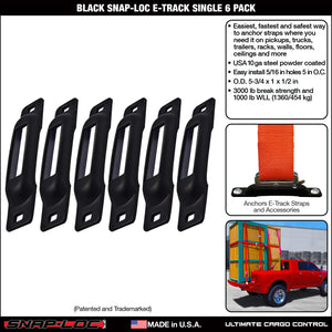 Black SNAP-LOC E-Track Single Strap Anchor 6-Pack