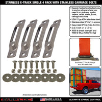 Snap-Loc E-Track Single Anchor – Stainless 4-Pack with Carriage Bolts, Logistic Tie-Down