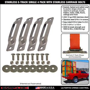 Stainless SNAP-LOC E-Track Single Strap Anchor 4-Pack with Carriage Bolts