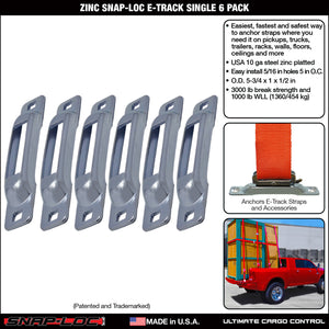Zinc SNAP-LOC E-Track Single Strap Anchor 6-Pack