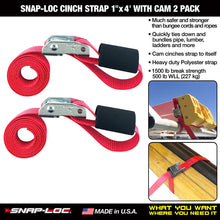 1" x 4' CINCH STRAP TIE-DOWN with CAM 1500 lb 2 PACK