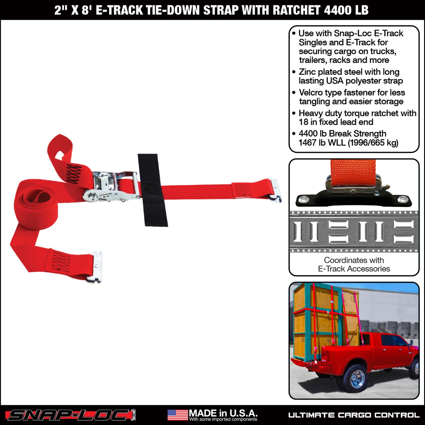 Snap-Loc 2 in x (8x20) ft Ratchet Strap – 4,400 lb