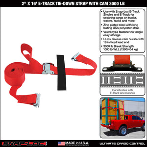 SNAP-LOC 2 in x 16 ft E-Track Cam Strap Tie-Down 3,000 lb
