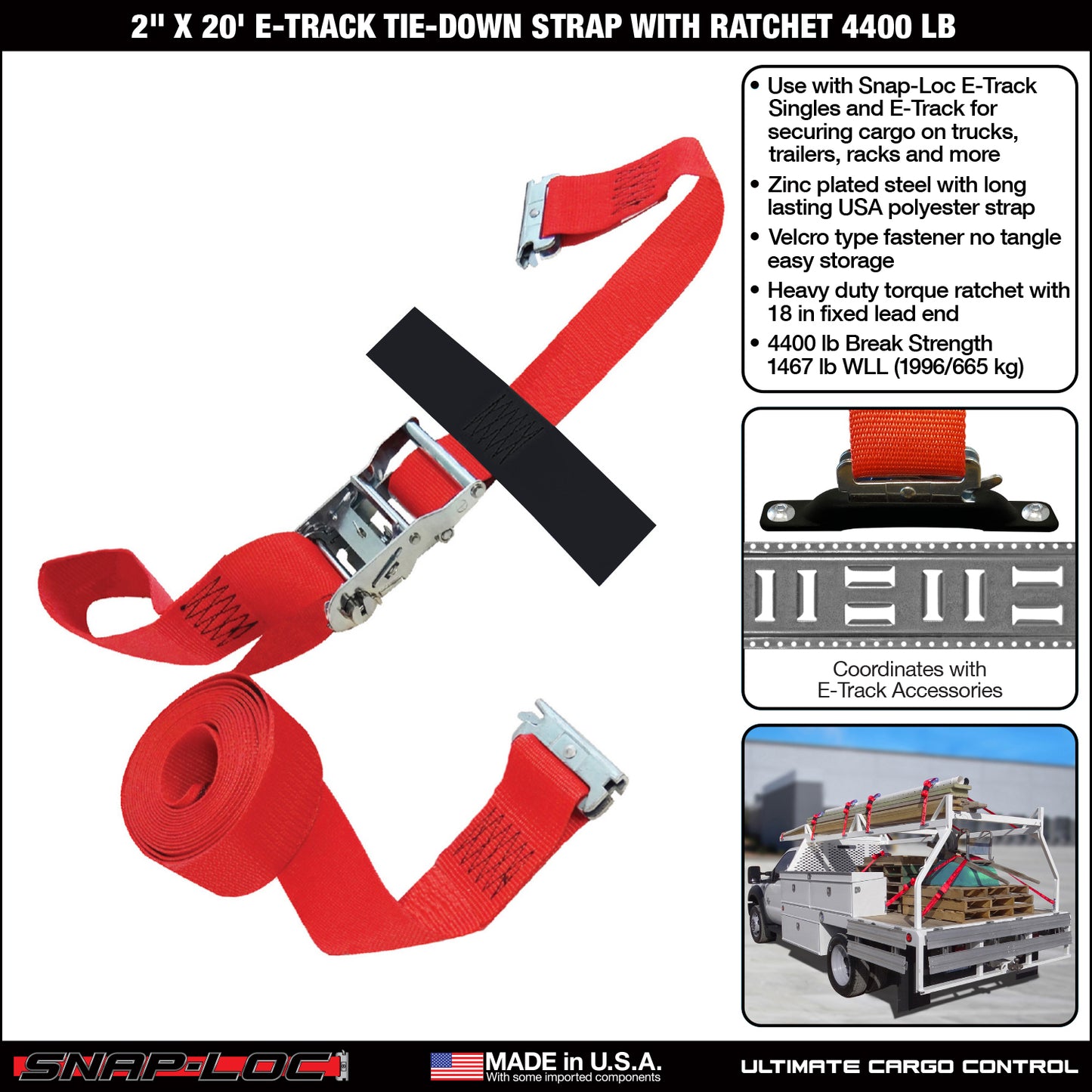 Snap-Loc 2 in x 20 ft Ratchet Strap – 4,400 lb