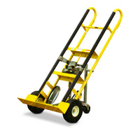 E-Track Hand Truck – 500 lb Capacity with Cinch Strap, 10” Flat-Free Tires and Fold-Down Swivel Casters