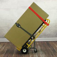 E-Track Hand Truck – 500 lb Capacity with Cinch Strap, 10” Flat-Free Tires and Fold-Down Swivel Casters