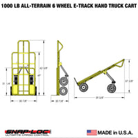 E-Track Hand Truck – All-Terrain, 1,000 lb Capacity with Load Bar and 6-Wheel 10” Flat-Free Tires