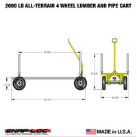 All-Terrain Lumber & Pipe Cart – 2,000 lb Capacity, Adjustable Length with 13” Flat-Free Tires