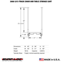 SNAP-LOE-Track Chair & Table Storage Cart – 3,000 lb Capacity with 5” Swivel Casters