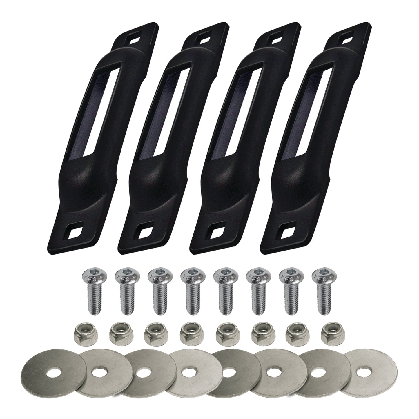 Snap-Loc E-Track Single Tie-Down Anchor Points – Black 4-Pack with Allen Screws