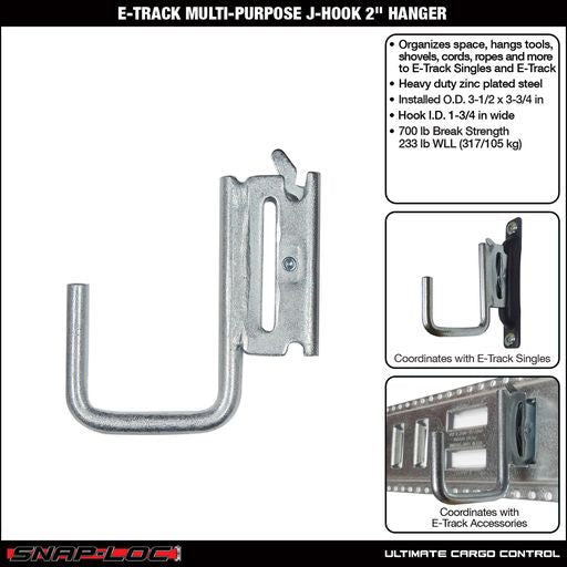 Snap-Loc E-Track J-Hook – 2”, Multi-Purpose