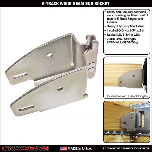 Snap-Loc E-Track Wood Beam End Socket